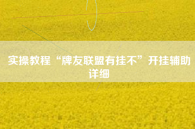 实操教程“牌友联盟有挂不	”开挂辅助详细