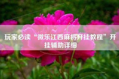 玩家必读“微乐江西麻将开挂教程”开挂辅助详细