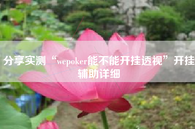分享实测“wepoker能不能开挂透视	”开挂辅助详细