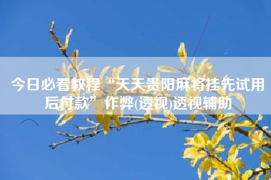 今日必看教程“天天贵阳麻将挂先试用后付款	”作弊(透视)透视辅助