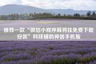 推荐一款“微信小程序麻将挂免费下载安装”科技辅助神器手机版