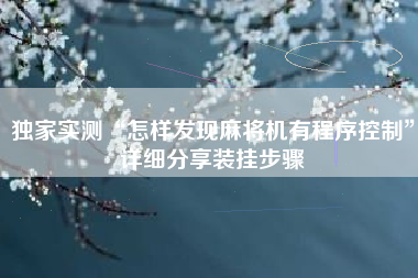 独家实测“怎样发现麻将机有程序控制”详细分享装挂步骤