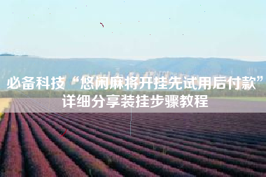 必备科技“悠闲麻将开挂先试用后付款”详细分享装挂步骤教程