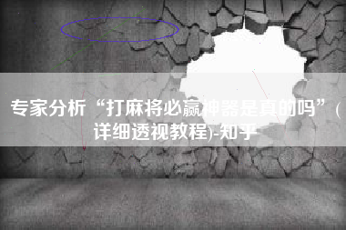 专家分析“打麻将必赢神器是真的吗”(详细透视教程)-知乎