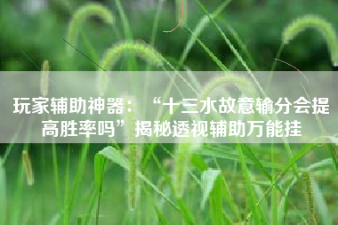 玩家辅助神器：“十三水故意输分会提高胜率吗”揭秘透视辅助万能挂