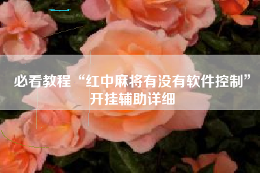 必看教程“红中麻将有没有软件控制”开挂辅助详细