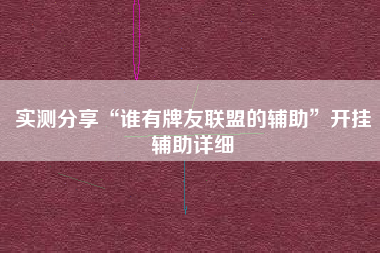 实测分享“谁有牌友联盟的辅助”开挂辅助详细