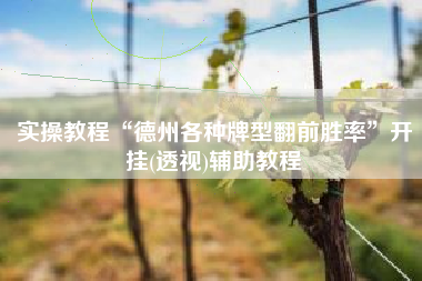 实操教程“德州各种牌型翻前胜率	”开挂(透视)辅助教程