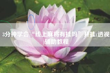 3分钟学会“线上麻将有挂吗”开挂(透视)辅助教程