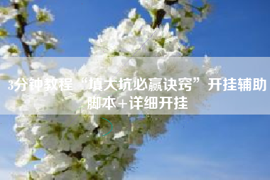 3分钟教程“填大坑必赢诀窍”开挂辅助脚本+详细开挂