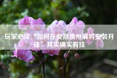 玩家必读“如何在爱游贵州麻将安装开挂”其实确实有挂