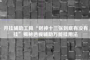 开挂辅助工具“财神十三张到底有没有挂	”揭秘透视辅助万能挂用法