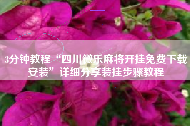 3分钟教程“四川微乐麻将开挂免费下载安装”详细分享装挂步骤教程