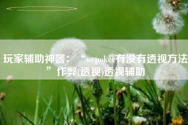 玩家辅助神器：“wepoker有没有透视方法	”作弊(透视)透视辅助
